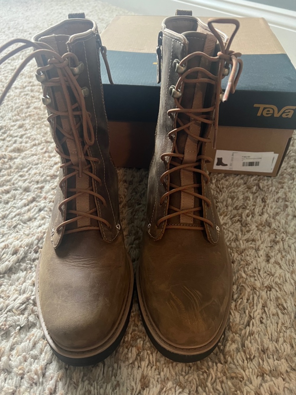 TEVA Women's Rowena Lace Boot Honey Brown Size 10 - Picture 7 of 13